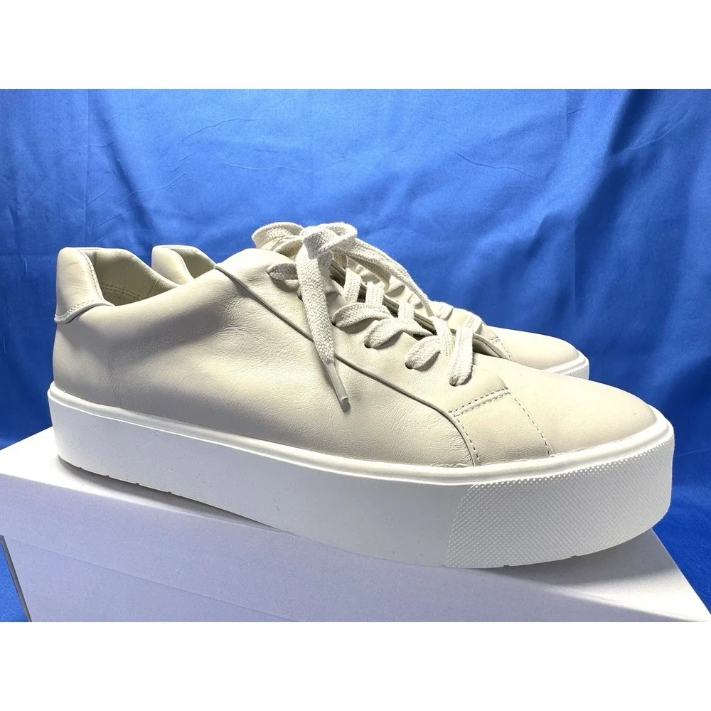 Vince Benfield Women's Ivory  Platform Sneakers Shoes Size 9.5 Leather New‎ Box